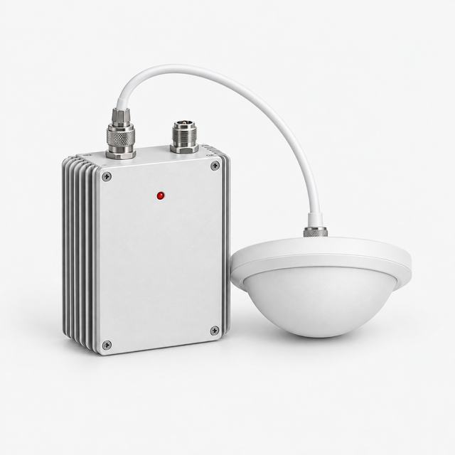 In-building cellular signal booster with a small dome antenna