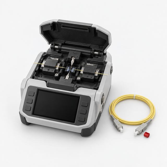 Fibre optic fusion splicer and fibre patch cords