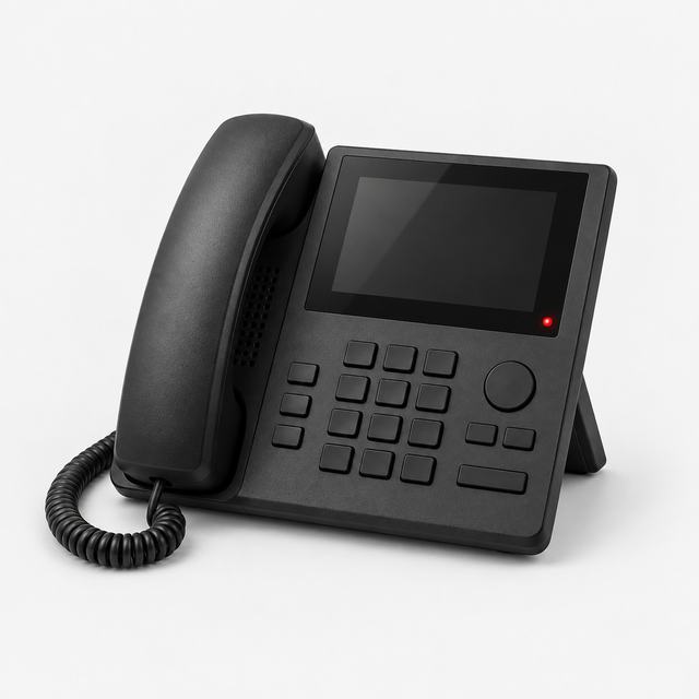 Modern desk IP phone with handset